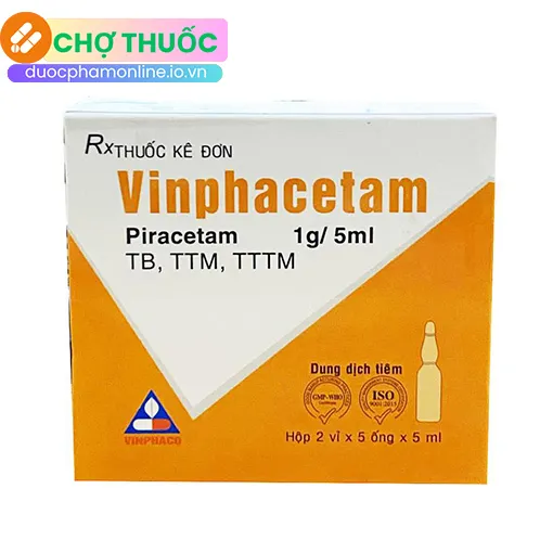 Vinphacetam 1g/5ml (Hộp 2 vỉ x 5 ống)